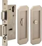 Omnia 7039/L Privacy Pocket Door Lock with Traditional Trim featuring Turnpiece and Emergency Release
