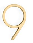 Emtek 2839 Modern 7 Inch Brass House Number "9"