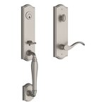 Baldwin EENEWXCURRTAE Reserve New Hampshire Single Cylinder Handleset with Curve Lever and Traditional Arched Escutcheon For Right Handed Doors
