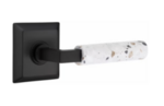 Emtek L-Square Terrazzo 8231 Select Brass Privacy Leverset with Quincy Rosette for Right Handed Doors product