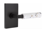 Emtek L-Square Terrazzo 5052 SD Select Brass Single Dummy Lever with Modern Rectangular Rosette for Right Handed Doors product