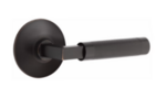 Emtek L-Square Knurled 5107 Select Brass Passage Leverset with Modern Rosette for Right Handed Doors product