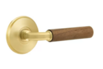 Emtek R-Bar Dark Walnut 8210 Select Brass Privacy Leverset with Watord Rosette for Right Handed Doors product