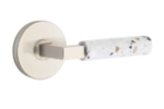Emtek L-Square Light Terrazzo 5209 Select Brass Privacy Leverset with Disk Rosette for Left Handed Doors product