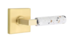Emtek L-Square Light Terrazzo 5110 Select Brass Passage Leverset with Square Rosette for Left Handed Doors product