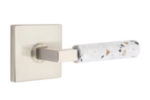 Emtek L-Square Light Terrazzo 5050 SD Select Brass Single Dummy Lever with Square Rosette for Left Handed Doors product