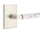 Emtek L-Square Light Terrazzo 5112 Select Brass Passage Leverset with Modern Rectangular Rosette for Left Handed Doors product