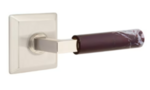 Emtek L-Square Rosso Levanto Marble 8131 Select Brass Passage Leverset with Quincy Rosette for Left Handed Doors product