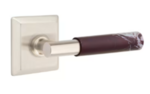 Emtek T-Bar Rosso Levanto Marble 8231 Select Brass Privacy Leverset with Quincy Rosette for Left Handed Doors product