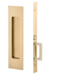 Emtek 2194 Knurled Narrow Modern Rectangular Passage Pocket Door Mortise Lock for 1-5/8" Thick Doors