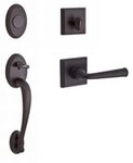 Baldwin FDCOLxFEDLTSR Reserve Columbus Full Dummy Handleset with Federal Lever and Traditional Square Rosette for Left Handed Doors